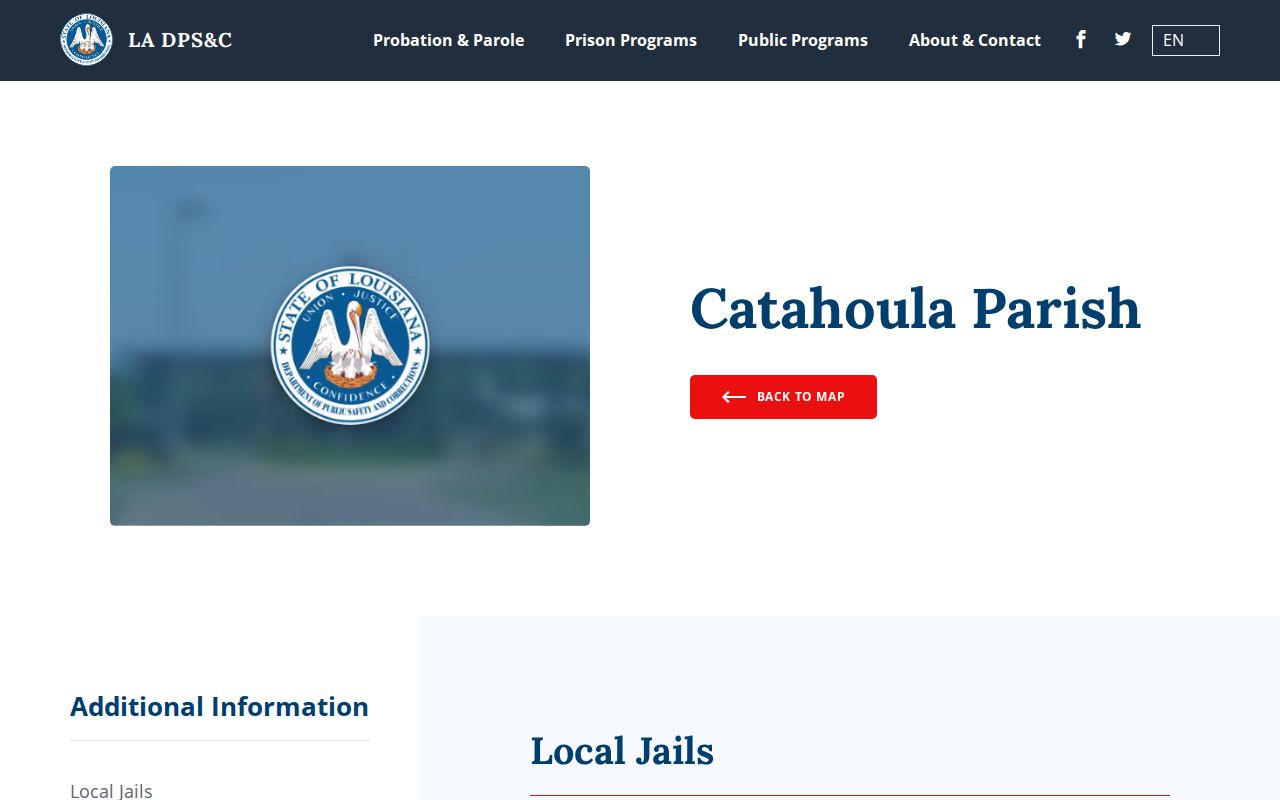 Louisiana DPS and Corrections Catahoula Parish custody records